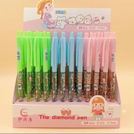 Stylo À Bille Chat Dessin Animé Animal Encre Bleue, Fournitures Scolaires Et De Bureau, Papeterie Cadeau 60 Pièces/Lot