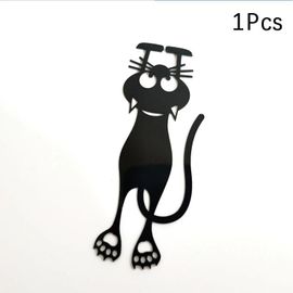 Marque-Page Chat Noir Ajouré Avec Clips De Livre, En Plastique, Animaux, Kawaii, Fournitures De Bureau, Cadeaux Pour Étudiants Et Enseignants