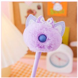 Stylo À Bille En Peluche Avec Noeud Papillon, 4 Pièces, Fournitures Scolaires Officielles, Stylo À Gel Pour Chat, Mignon Kawaii, Créatif, Mignon