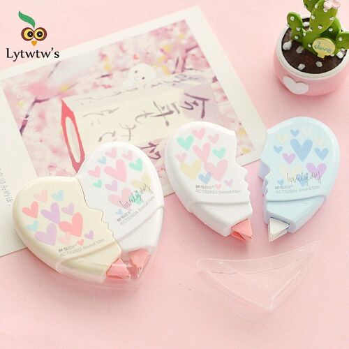 Bande Correctrice De Coeur Lytwtw, 2 Pièces, Mignon Amour Kawaii, Papeterie Scolaire Et De Bureau, Longueur 10m