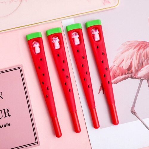 Stylo À Gel Cochon Pastèque, 1 Pièce, Mignon Kawaii, Fournitures Scolaires Et De Bureau, Papeterie Scolaire Pour Étudiants, Stylos Créatifs Amusants Et Doux