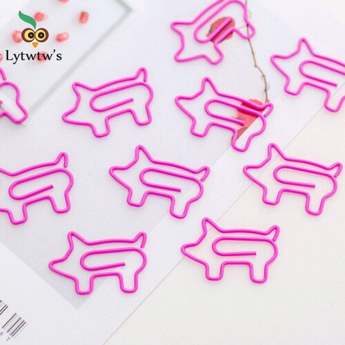 Trombone Cochon Rose Animal Mignon 10 Pièces, Trombone, Fournitures Scolaires Et De Bureau, Papeterie Cadeau En Métal, Photo Décorative