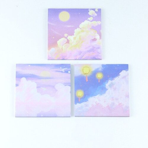 Autocollants Mignons Kawaii Pour Peinture À L'huile, Bloc-Notes Ciel Étoilé, Papeterie Fournitures Scolaires Et De Bureau, 3 Pièces