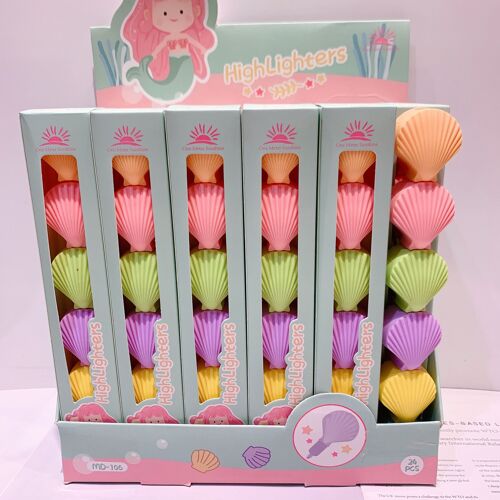 1 Pieces 6 Color Lytwtw's Cute Kawaii Love Shell Shape Candy Color Highlighter Office School Supplies Gift