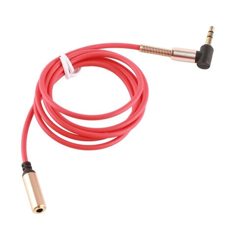 1 Mètre 3.5mm Mâle à Femelle Casque Cordon L en forme de Câble Audio De Téléphone À Angle Droit Rouge
