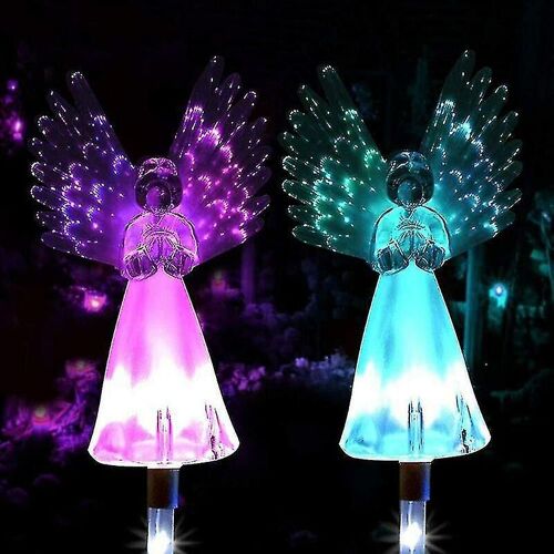 Lumière D'ange Solaire, 2 Pack Extérieur Angel Path Stake Lights Lumière Colorée Ailes Lampes Ornements De Jardin Éclairage Décoratif (2 Pack)