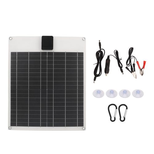 Kit De Chargeur De Batterie De Panneau De GéNéRateur De Puissance Monocristallin De Double Sortie De Panneau Solaire De 20w 5v 12v Pour La Remorque De Bateau De Voiture Rv Blanc