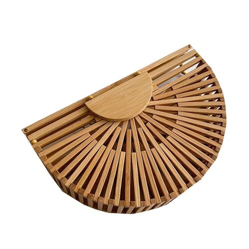 Luxury handbag for women shoulder bag semicircle bamboo woven beach bag Mobile Phone Wallet, Secteur