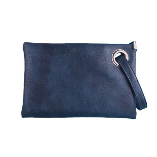 Women's clutch bag PU leather women envelope messenger bags evening for female Clutches Handbags, Bleu profond 31*21cm