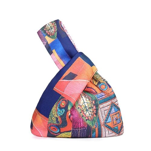 Mini Portable Knot Wrist Bag Women Top Handle Bag Simple Purses Handbags Waterproof Shopping Bag Phone Key Pouch, V00337D