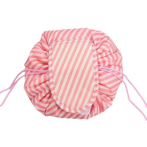 Lazy Cosmetic Bag Suitable For Autumn Trave Can Store Large-Capacity Drawstring Organizer Makeup, Rose à rayures blanches