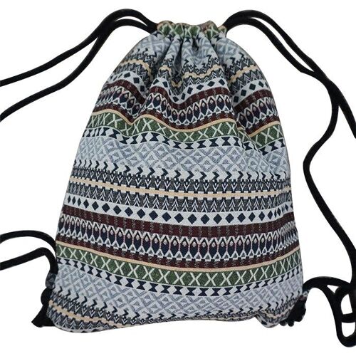 Women Fabric Backpack Female Gypsy Bohemian Boho Chic Aztec Ibiza Tribal Ethnic Brown Drawstring Rucksack Bags, NO 10