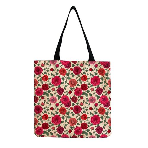 Bright Colors Cartoon Mushroom Printed Tote Plant Floral Personality Girl Shoulder Bag Art Large Capacity Storage Outdoors Packs, V0069