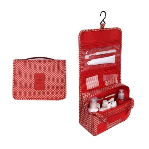High Capacity Makeup Bag Travel Cosmetic Waterproof Toiletries Storage Bags Kit Ladies Beauty Neceser Organizer, Rouge étoiles