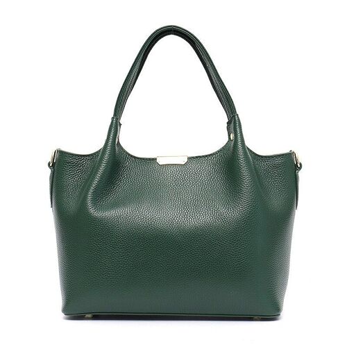 Lady Genuine Leather Classic Top-handle Basket Tote Women Fashion Hand Carry Shoulder&Crossbody Bucket Bag Zip Large Capacity, Vert