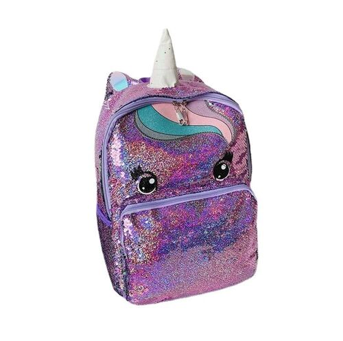 Girls Fashion Sequins Unicorn Backpack Women Large Capacity Bag Girl Book Satchel School for Teenager Student All-Match, C