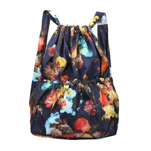 Fashion Vintage Drawstring Backpacks Women Large Capacity Flower Ethnic Style Waterproof Nylon Rucksack Shoulders, 17