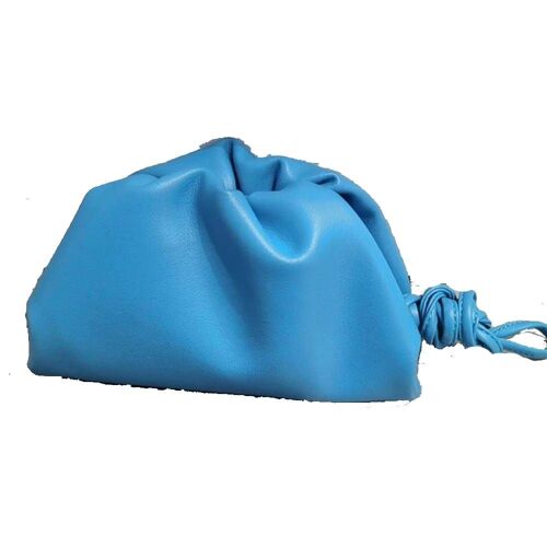 Mini Real Leather Bag Small Dumpling Pouch Neck Belt Bag Special Evening Party Bag Lipstick Purses Pillow Messenger Bag Handbags, Sky Blue 