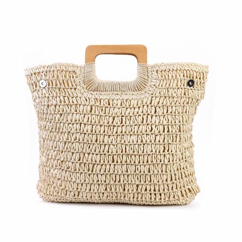 Vintage Bohemian Straw Bag for Women Summer Large Capacity Beach Handbags Rattan Handmade Kintted Travel Bags Handle, Beige