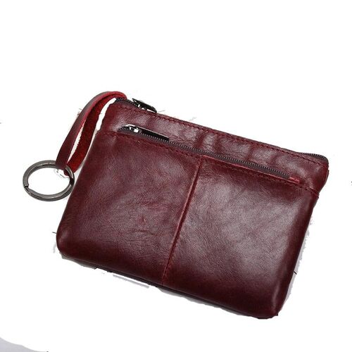 Mini Purse for Men Wallet Women Genuine Leather Zipper Vintage Short Lady Small Slim Female Women's Wallet Male Thin portomonee, Crème de café