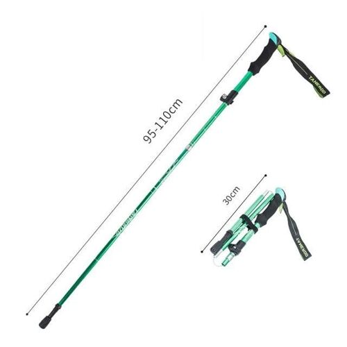 Bâton de marche antichoc télescopique Trekking bâtons tactiques ultralégers en alliage d'aluminium, Vert 95-110