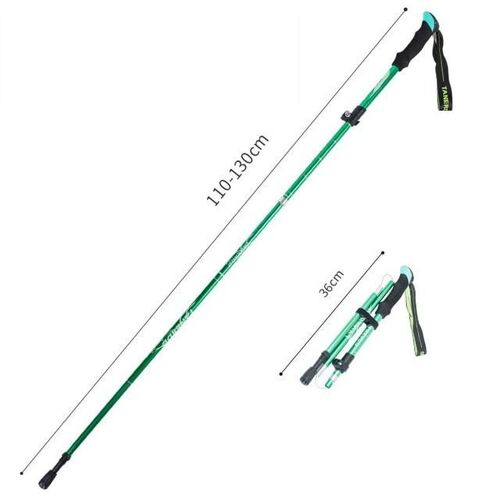 Bâton de marche antichoc télescopique Trekking bâtons tactiques ultralégers en alliage d'aluminium, Vert 110-130