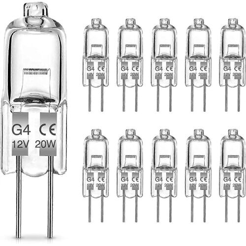 G4 Ampoules Halogènes, Ampoule 20w G4, Lampe De Base À Broche Halogène 12v, 2700k Blanc Chaud, Lampe Halogène Basse Tension G4, Lampe À Capsule Transparente, Pack De 10