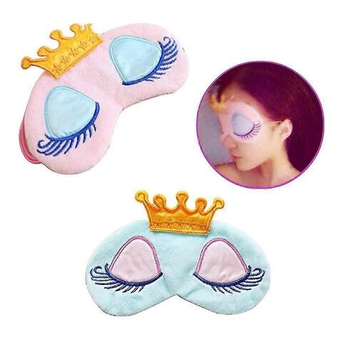 [Pack De 2] Masque De Sommeil Pour Enfants, Dessin Animé De Beauté Masque Pour Les Yeux Mignon Et Ombrage Sur Les Yeux Bandeau Voyage Princesse Couronne Nap Cover 