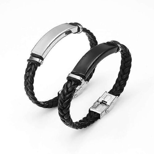 2 Pcs Bracelet Homme | Bracelet Gravé En Cuir Cadeau Pour Mari, Papa | Cadeau Pour Anniversaire, Anniversaire, Fête Des Pères