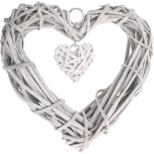 Porte Couronne En Osier Coeur Couronne Forme De Coeur Rotin Bricolage Artisanat Osier Couronne Cadre Pour Mariage Fête Murale Accrochage Décoration Ornement 1pc (H-3)