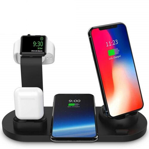 Station D'accueil Pour Chargeur Rapide Sans Fil 10 W Qi 4 En 1 Pour IPhone Iwatch, blanc