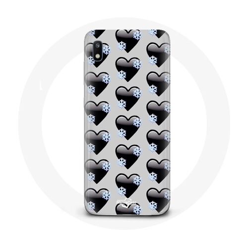 Coque pour Samsung Galaxy A10 Fond de coeurs noirs