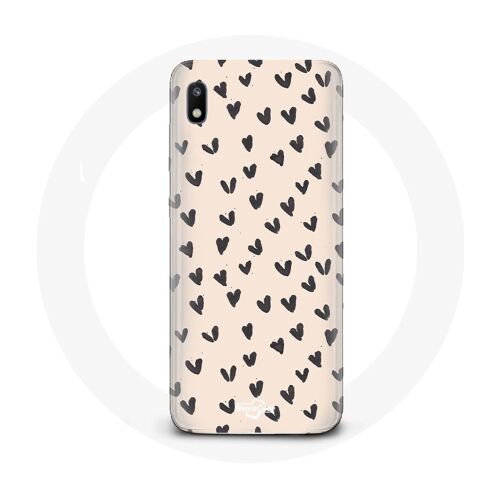 Coque pour Samsung Galaxy A10 Fond de texture abstraite coeurs noir