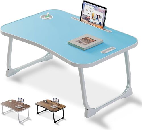 Table De Lit Pour Ordinateur Portable, Table Pour Lire, Écrire, Plateau-Repas Au Lit, Sur Le Canapé Ainsi Qu'À La Maison Et Au Bureau (Blue)