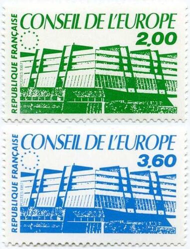 France 1987, Tres Belle Paire Neuve** Luxe Timbres De Service Du Conseil De L'europe, Yvert 96 Et 97, Bâtiment Du Conseil.