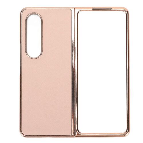 Coque de protection pour Samsung Galaxy Z Fold 4 Nano placage en cuir véritable anti-rayures rose