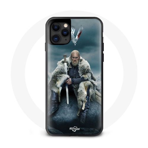 Coque Pour Iphone 13 Pro Max Vikings Série Saison 6 Ragnar Lothbrok Logo V Epée Gris Fond Brouillard
