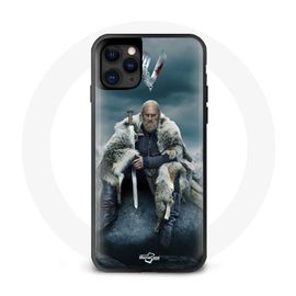 Coque Pour Iphone 12 Pro Max Vikings Série Saison 6 Ragnar Lothbrok Logo V Epée Gris Fond Brouillard