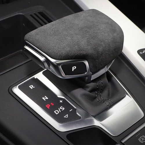 Couvercle De Pommeau De Levier De Vitesse En Daim Pour Audi,Colliers De Changement De Vitesse Ronds,Étui Pour Audi A4,S4,S5,Rs5,B9,A5,Q5,Q7,Accessoires D'intérieur Automatique - Type Gray