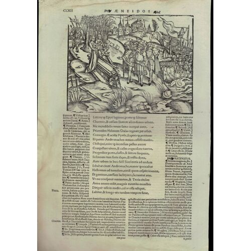 Jean Crespin Lyon 1529 / Gravure Sur Bois Originale Extrait Du Livre Des Oeuvres De Virgile / Representant Rives De L'epire