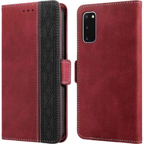 Coque Samsung S20 5g, Anti-Rayures Housse Galaxy S20, [Rfid Blocage] [Etui A Rabat] [Fermeture Magnetique], Etui De Protection Pour Samsung Galaxy S20 4g Et 5g (6,2""), Rouge