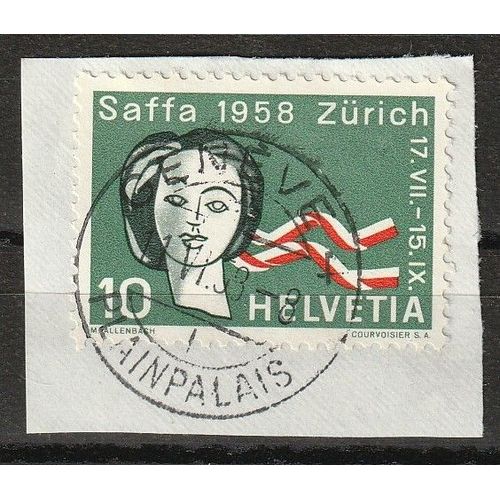 Exposition Saffa À Zurich « Exposition Suisse Du Travail Des Femmes » Timbre Sur Fragment Avec Oblitération Genève Plainpalais 11/06/1958 N° 603