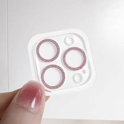 Protecteur D'objectif D'appareil Photo En Diamant Scintillant, 2 Pièces, Pour Apple Iphone 16 15 13 12 Pro Max, Film De Protection D'écran Pour Iphone 16 14plus-13 Pro Or 13 Pro Max-Pink