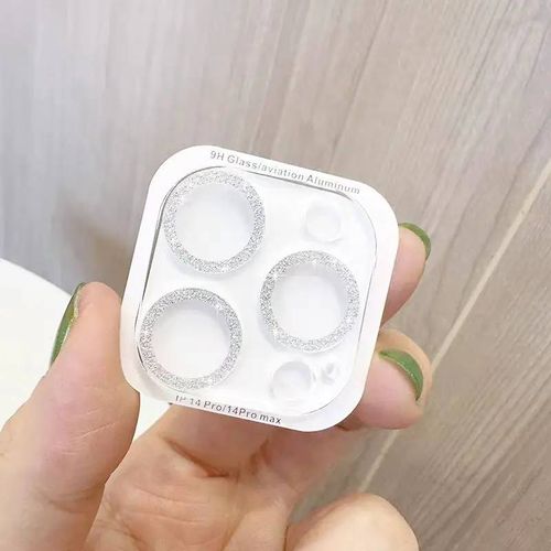 Protecteur D'objectif D'appareil Photo En Diamant Scintillant, 2 Pièces, Pour Apple Iphone 16 15 13 12 Pro Max, Film De Protection D'écran Pour Iphone 16 14plus-13 Pro Or 13 Pro Max-Sliver