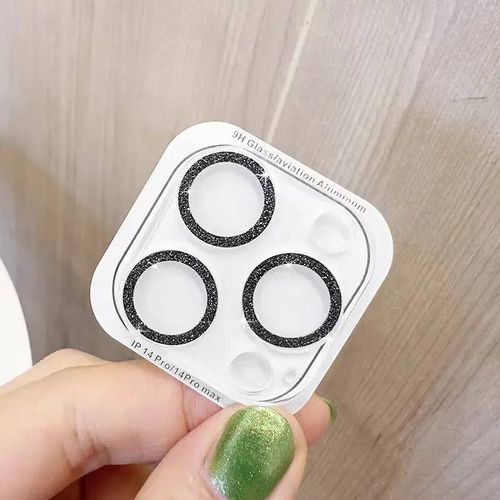 Protecteur D'objectif D'appareil Photo En Diamant Scintillant, 2 Pièces, Pour Apple Iphone 16 15 13 12 Pro Max, Film De Protection D'écran Pour Iphone 16 14plus-13 Pro Or 13 Pro Max-Black