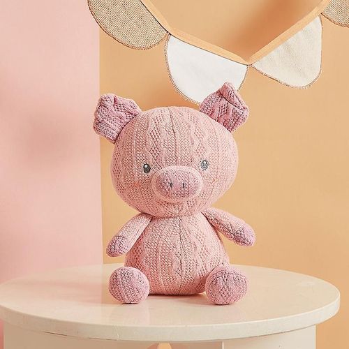 Poupée Lapin En Laine Tricotée Douce, Bébé Éléphant, Jouet Dinosaure Endormi, 22cm, Le Cochon