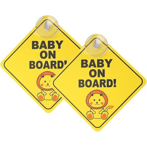 Avertissement De Voiture Bébé À Bord, Panneau Autocollant Bébé À Bord Pour Avertissement De Voiture Avec Ventouses (8pcs, Jaune)