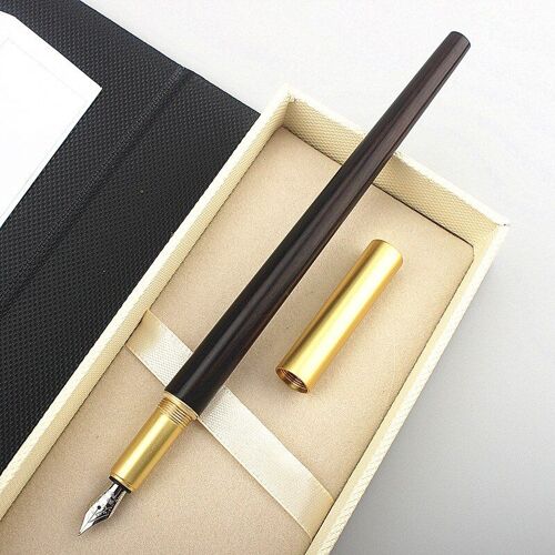 Stylo À Plume Classique En Laiton De Qualité De Luxe, Papeterie En Bois Rouge, Poire, Bois De Rose, Encre Dorée, Fournitures Scolaires Et De Bureau Pour Étudiants