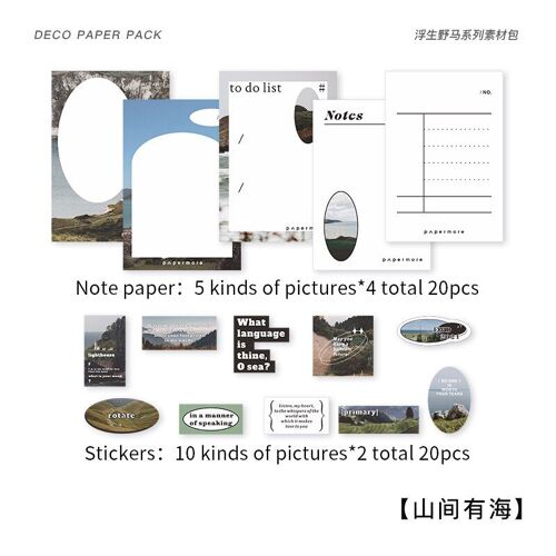 Ensemble De Papiers Et Autocollants Décoratifs, 40 Pièces, Étiquettes Adhésives Vintage Pour Scrapbooking, Carnet De Notes, Album Journal Intime, Artisanat Su