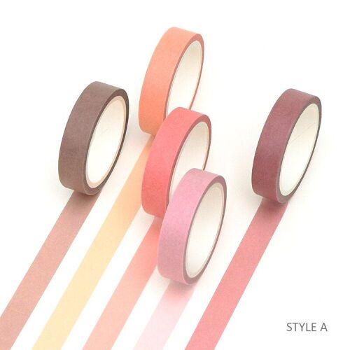 Ruban Adhésif Couleur Unie, 5 Pièces X 5m, Pour Journal Intime, Scrapbooking, Masquage, Washi, Papeterie